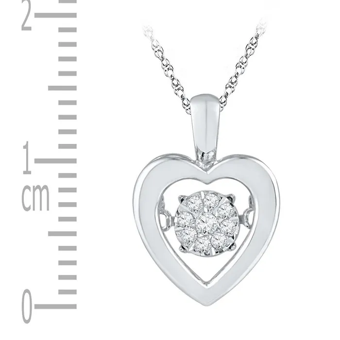 Necklaces 14k White Gold Round Diamond Moving Twinkle Heart Pendant 120 Cttw gndatlanta