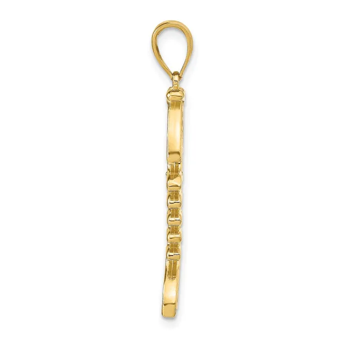 Necklaces 14k Yellow Gold 3D Blue Enamel Fish Bone Pendant Goldia