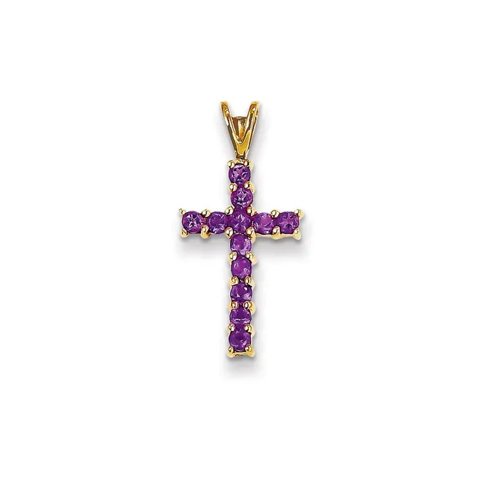 Necklaces 14k Yellow Gold Amethyst Cross Pendant Goldia