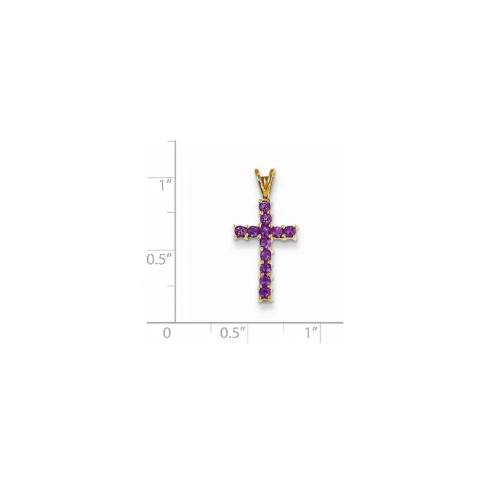 Necklaces 14k Yellow Gold Amethyst Cross Pendant Goldia