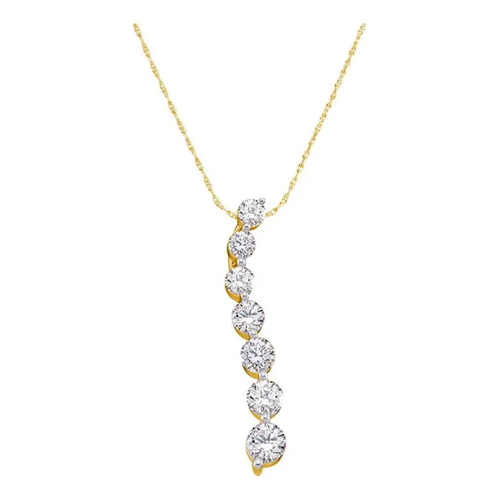 Necklaces 14k Yellow Gold Round Diamond Journey Pendant 12 Cttw gndatlanta Necklaces 14k Yellow Gold Round Diamond Journey Pendant 12 Cttw gndatlanta