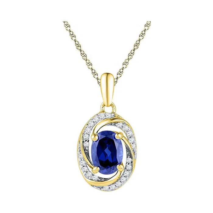 Necklaces gndatlanta 10k Yellow Gold Oval Created Blue Sapphire Solitaire Pendant 113 Cttw Necklaces gndatlanta 10k Yellow Gold Oval Created Blue Sapphire Solitaire Pendant 113 Cttw