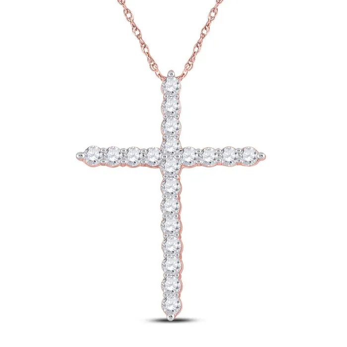 Necklaces gndatlanta 14k Rose Gold Round Diamond Cross Pendant 34 Cttw Necklaces gndatlanta 14k Rose Gold Round Diamond Cross Pendant 34 Cttw