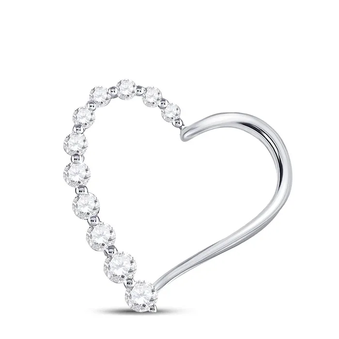 Necklaces gndatlanta 14k White Gold Round Diamond Journey Heart Pendant 15 Cttw Necklaces gndatlanta 14k White Gold Round Diamond Journey Heart Pendant 15 Cttw