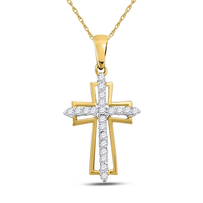 Necklaces gndatlanta 14k Yellow Gold Round Diamond Cross Pendant 14 Cttw Necklaces gndatlanta 14k Yellow Gold Round Diamond Cross Pendant 14 Cttw