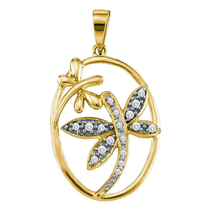 Necklaces gndatlanta 14k Yellow Gold Round Diamond Dragonfly Bug Oval Frame Pendant 18 Cttw Necklaces gndatlanta 14k Yellow Gold Round Diamond Dragonfly Bug Oval Frame Pendant 18 Cttw