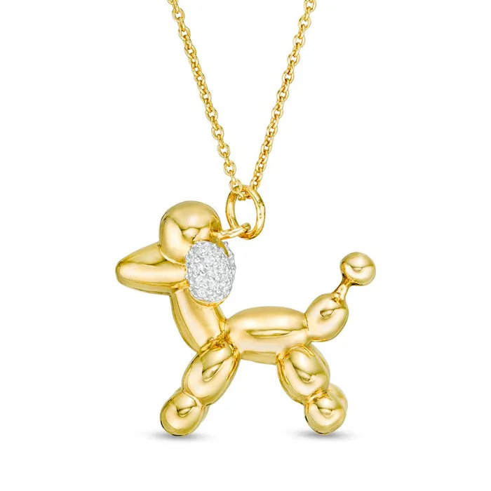Necklaces Goldia 005 CT TW Natural Diamond Balloon Poodle Pendant in Sterling Silver with 14K Gold Plate Necklaces Goldia 005 CT TW Natural Diamond Balloon Poodle Pendant in Sterling Silver with 14K Gold Plate