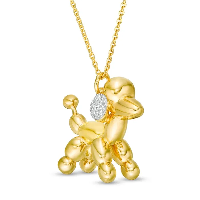 Necklaces Goldia 005 CT TW Natural Diamond Balloon Poodle Pendant in Sterling Silver with 14K Gold Plate Necklaces Goldia 005 CT TW Natural Diamond Balloon Poodle Pendant in Sterling Silver with 14K Gold Plate