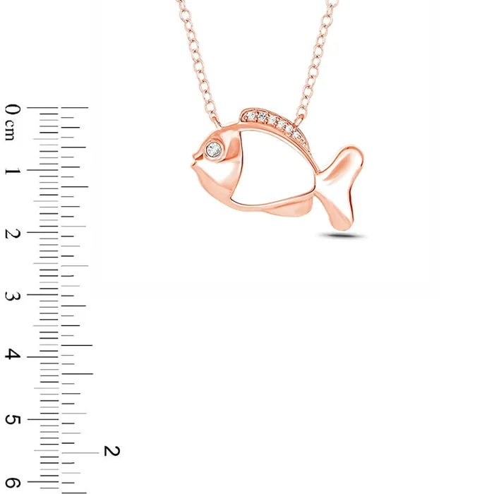 Necklaces Goldia 005 CT TW Natural Diamond Fish Pendant in Sterling Silver with 14K Rose Gold Plate Necklaces Goldia 005 CT TW Natural Diamond Fish Pendant in Sterling Silver with 14K Rose Gold Plate