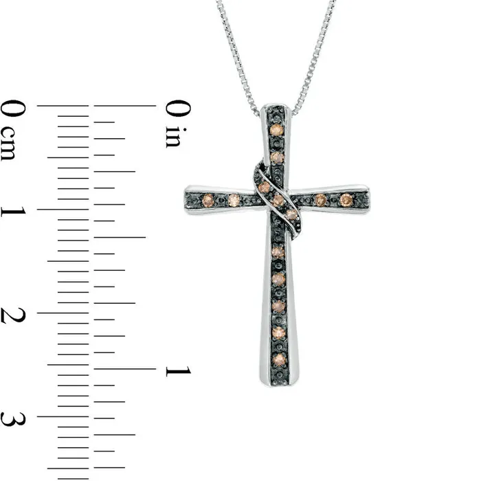 Necklaces Goldia 01 CT TW Enhanced Champagne Natural Diamond Wrap Cross Pendant in Sterling Silver Necklaces Goldia 01 CT TW Enhanced Champagne Natural Diamond Wrap Cross Pendant in Sterling Silver
