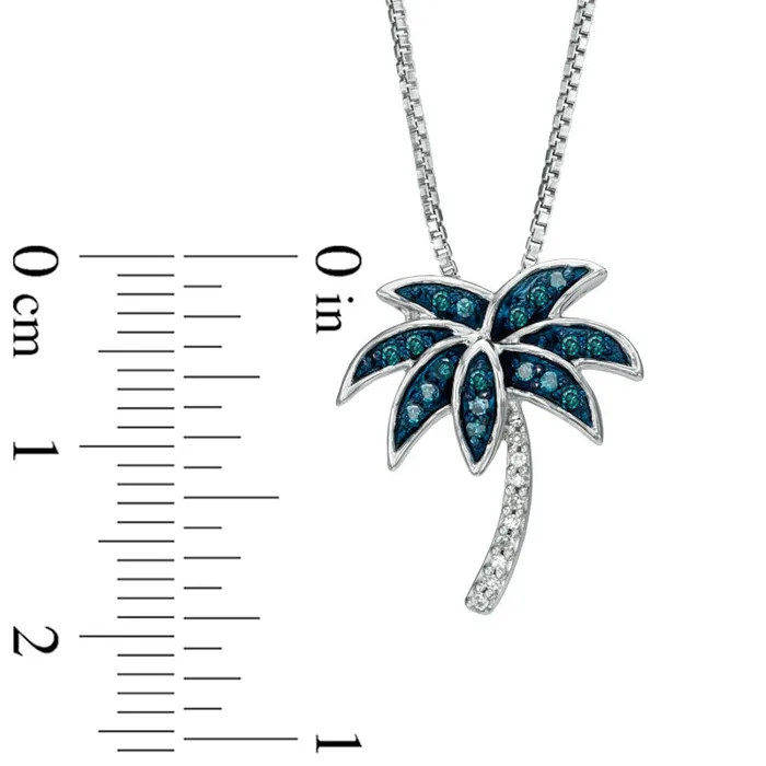 Necklaces Goldia 01 CT TW Enhanced Green and White Natural Diamond Palm Tree Pendant in Sterling Silver Necklaces Goldia 01 CT TW Enhanced Green and White Natural Diamond Palm Tree Pendant in Sterling Silver