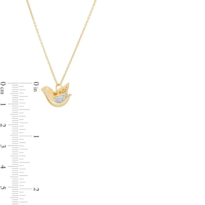 Necklaces Goldia 01 CT TW Natural Diamond Dove Pendant in Sterling Silver with 14K Gold Plate Necklaces Goldia 01 CT TW Natural Diamond Dove Pendant in Sterling Silver with 14K Gold Plate