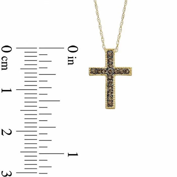 Necklaces Goldia 013 CT TW Champagne Natural Diamond Cross Pendant in 10K Yellow Gold Necklaces Goldia 013 CT TW Champagne Natural Diamond Cross Pendant in 10K Yellow Gold