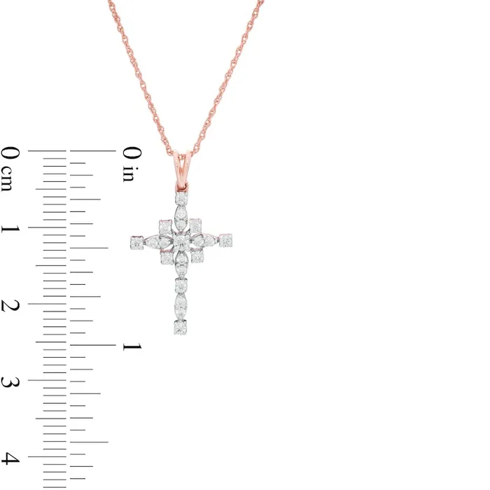 Necklaces Goldia 025 CT TW Natural Diamond Art Deco Cross Pendant in 10K Rose Gold Necklaces Goldia 025 CT TW Natural Diamond Art Deco Cross Pendant in 10K Rose Gold