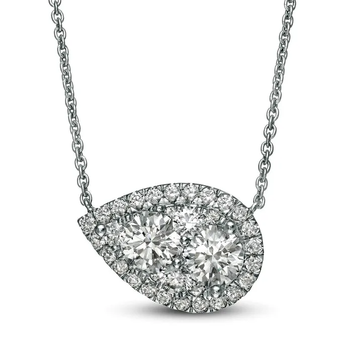 Necklaces Goldia 15 CT TW Composite PearShaped Natural Diamond Frame Sideways Necklace in 14K White Gold Necklaces Goldia 15 CT TW Composite PearShaped Natural Diamond Frame Sideways Necklace in 14K White Gold