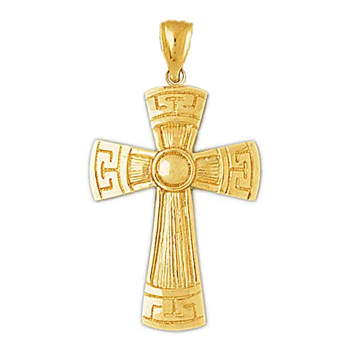 Necklaces Goldia 14K Gold 32MM Greek Key Cross Pendant
