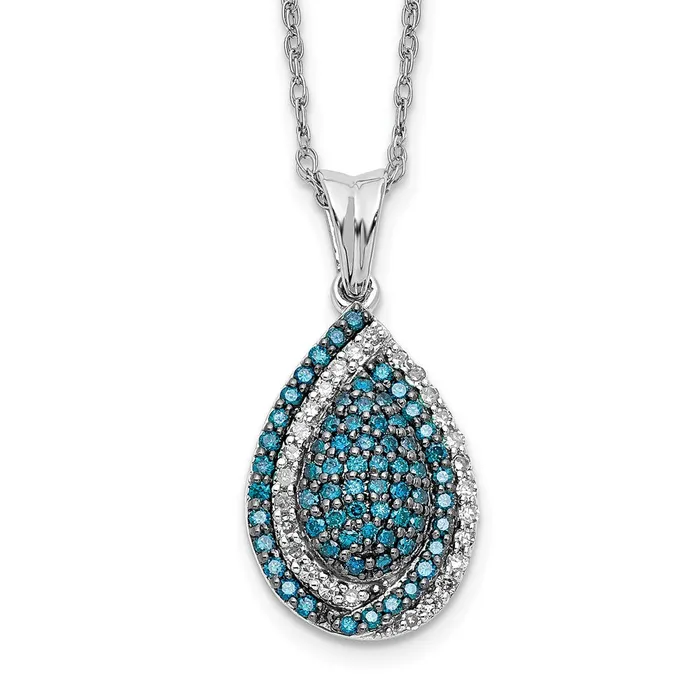 Necklaces Goldia 14k White Gold Blue and White Real Diamond Teardrop 18 in Necklace Necklaces Goldia 14k White Gold Blue and White Real Diamond Teardrop 18 in Necklace
