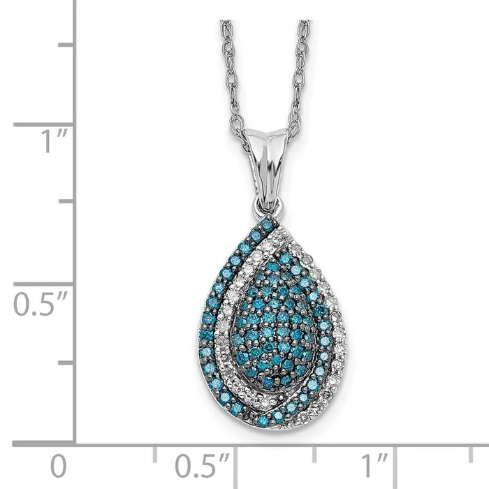 Necklaces Goldia 14k White Gold Blue and White Real Diamond Teardrop 18 in Necklace