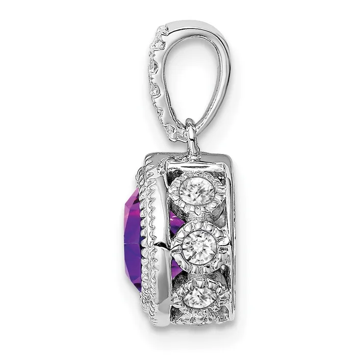 Necklaces Goldia 14k White Gold Cushion Amethyst and Real Diamond Pendant