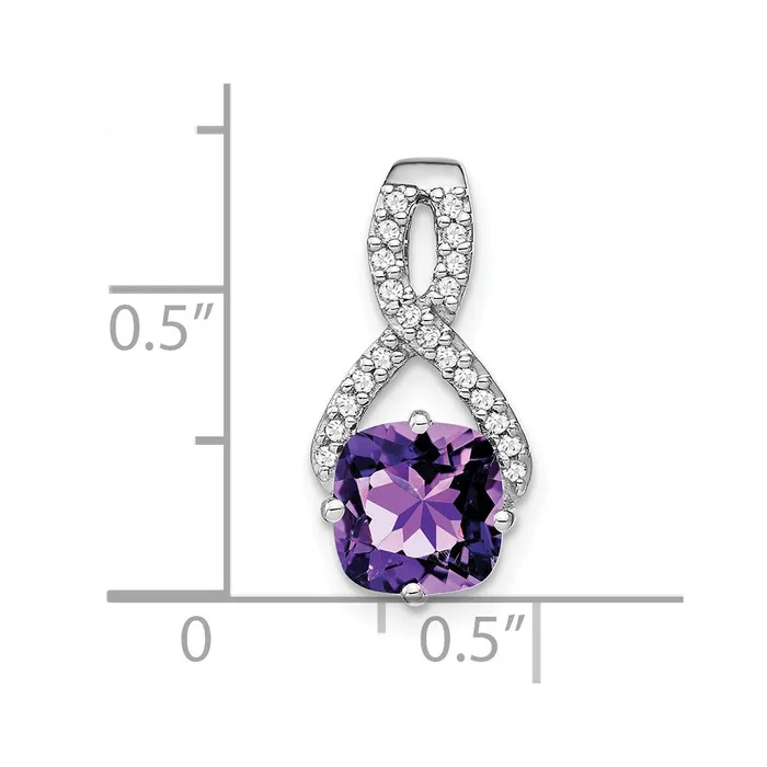 Necklaces Goldia 14k White Gold Cushion Amethyst and Real Diamond Pendant