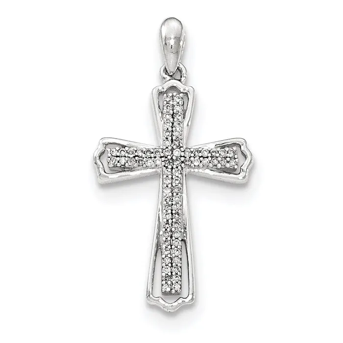 Necklaces Goldia 14k White Gold Real Diamond Cross Pendant