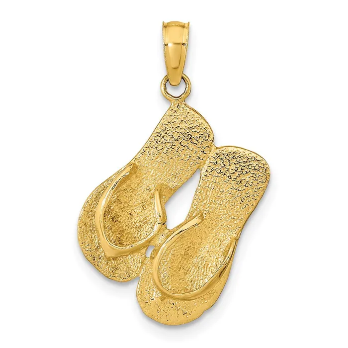 Necklaces Goldia 14k Yellow Gold 3D KEY WEST Reversible Flip Flops Pendant