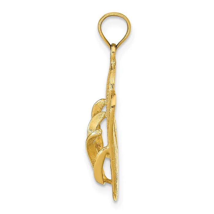 Necklaces Goldia 14k Yellow Gold 3D KEY WEST Reversible Flip Flops Pendant
