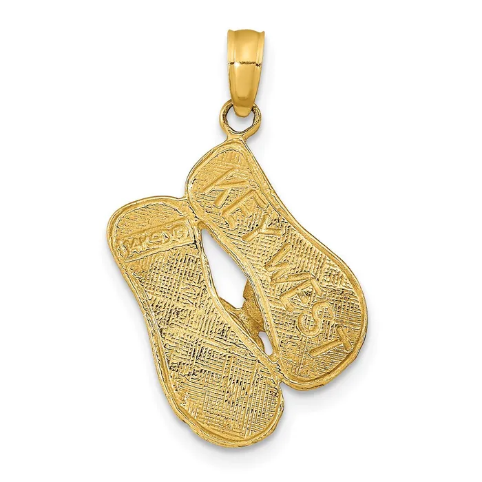 Necklaces Goldia 14k Yellow Gold 3D KEY WEST Reversible Flip Flops Pendant