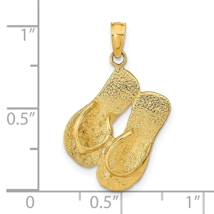 Necklaces Goldia 14k Yellow Gold 3D KEY WEST Reversible Flip Flops Pendant
