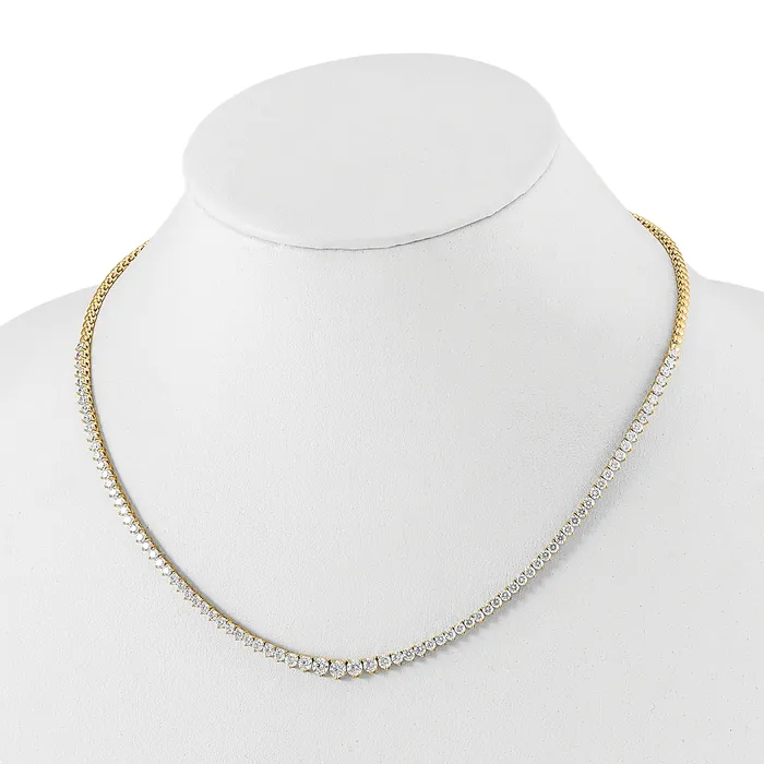 Necklaces Goldia 14k Yellow Gold 6 Ct Lab Grown Diamond VSSI G 18 inch Graduated Tennis Necklace