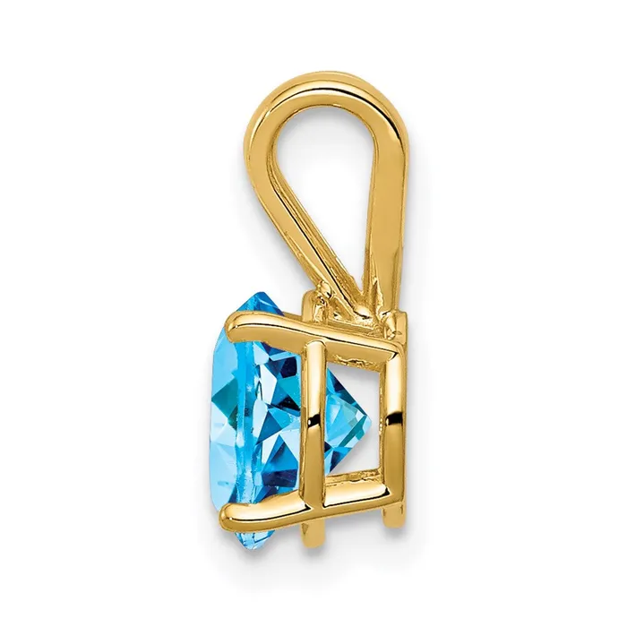 Necklaces Goldia 14K Yellow Gold 7mm Blue Topaz Checker pendant