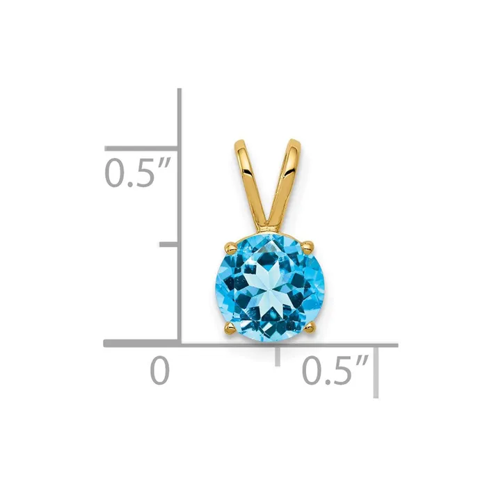 Necklaces Goldia 14K Yellow Gold 7mm Blue Topaz Checker pendant