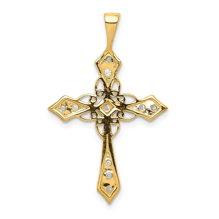 Necklaces Goldia 14K Yellow Gold AA Real Diamond Passion Cross Pendant