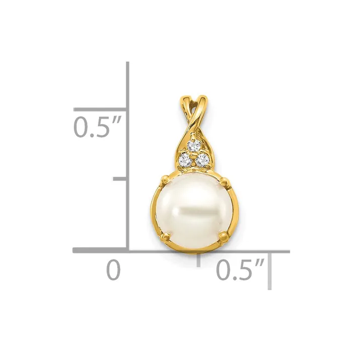 Necklaces Goldia 14K Yellow Gold FWC Pearl and Real Diamond Pendant