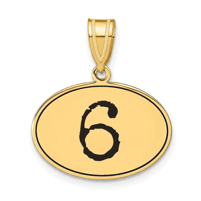 Necklaces Goldia 14k Yellow Gold Polished Number 6 Black Enamel Oval Pendant Necklaces Goldia 14k Yellow Gold Polished Number 6 Black Enamel Oval Pendant