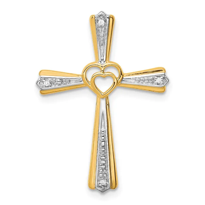 Necklaces Goldia 14K Yellow Gold Rhodium Real Diamond Cross Pendant