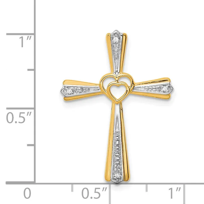 Necklaces Goldia 14K Yellow Gold Rhodium Real Diamond Cross Pendant