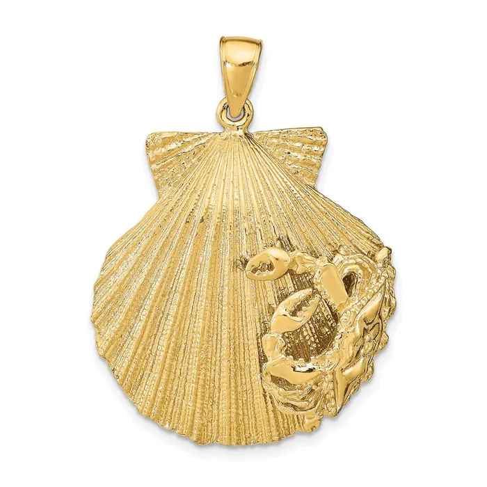 Necklaces Goldia 14k Yellow Gold Scallop Shell with Crab Pendant
