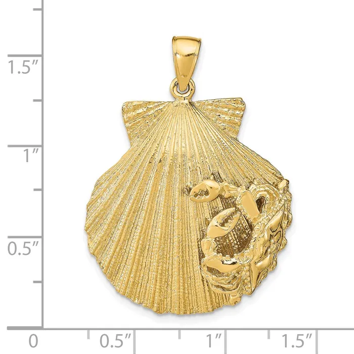 Necklaces Goldia 14k Yellow Gold Scallop Shell with Crab Pendant