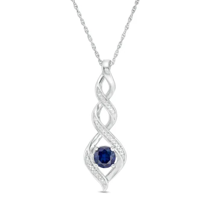 Necklaces Goldia 48mm LabCreated Blue Sapphire and Diamond Accent Cascading Flame Pendant in Sterling Silver Necklaces Goldia 48mm LabCreated Blue Sapphire and Diamond Accent Cascading Flame Pendant in Sterling Silver