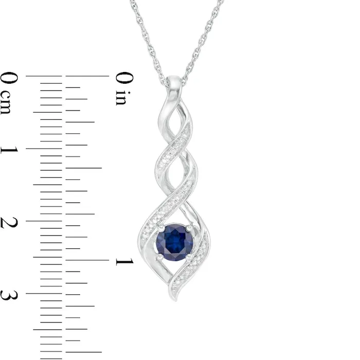 Necklaces Goldia 48mm LabCreated Blue Sapphire and Diamond Accent Cascading Flame Pendant in Sterling Silver Necklaces Goldia 48mm LabCreated Blue Sapphire and Diamond Accent Cascading Flame Pendant in Sterling Silver