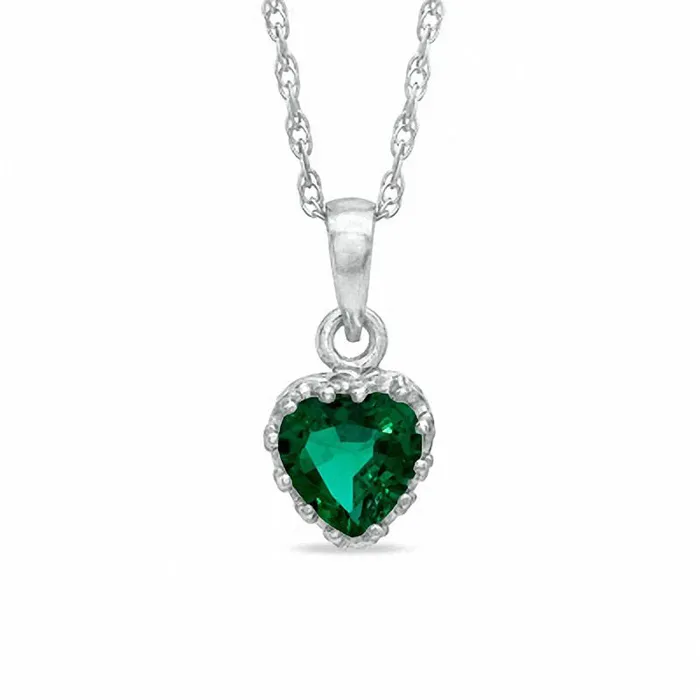 Necklaces Goldia 60mm HeartShaped LabCreated Emerald Crown Pendant in Sterling Silver Necklaces Goldia 60mm HeartShaped LabCreated Emerald Crown Pendant in Sterling Silver
