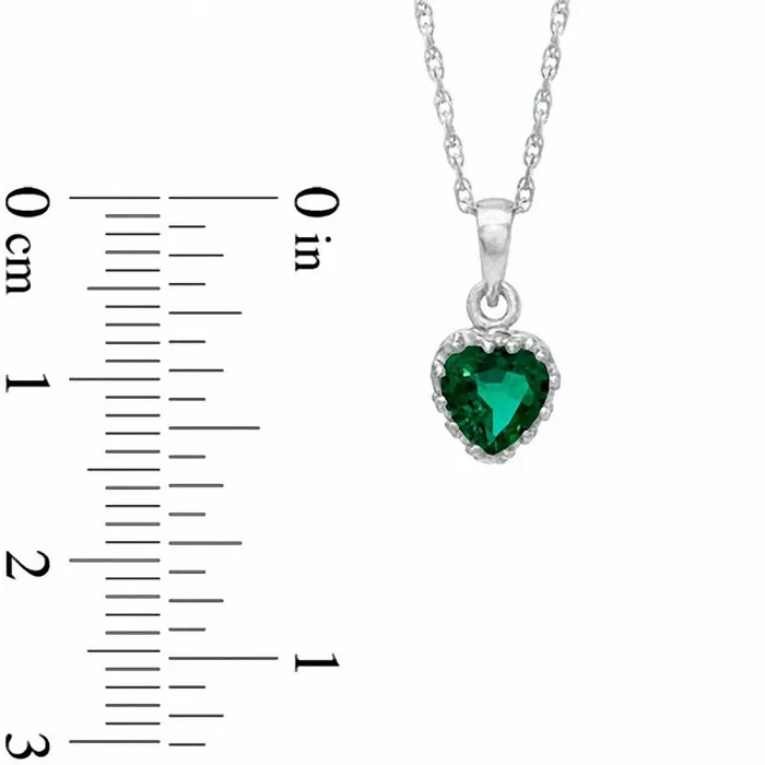 Necklaces Goldia 60mm HeartShaped LabCreated Emerald Crown Pendant in Sterling Silver Necklaces Goldia 60mm HeartShaped LabCreated Emerald Crown Pendant in Sterling Silver