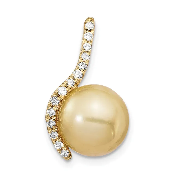 Necklaces Goldiacom 14K 10 11mm Golden Saltwater Cultured South Sea Pearl 125ct Dia Pendant Necklaces Goldiacom 14K 10 11mm Golden Saltwater Cultured South Sea Pearl 125ct Dia Pendant