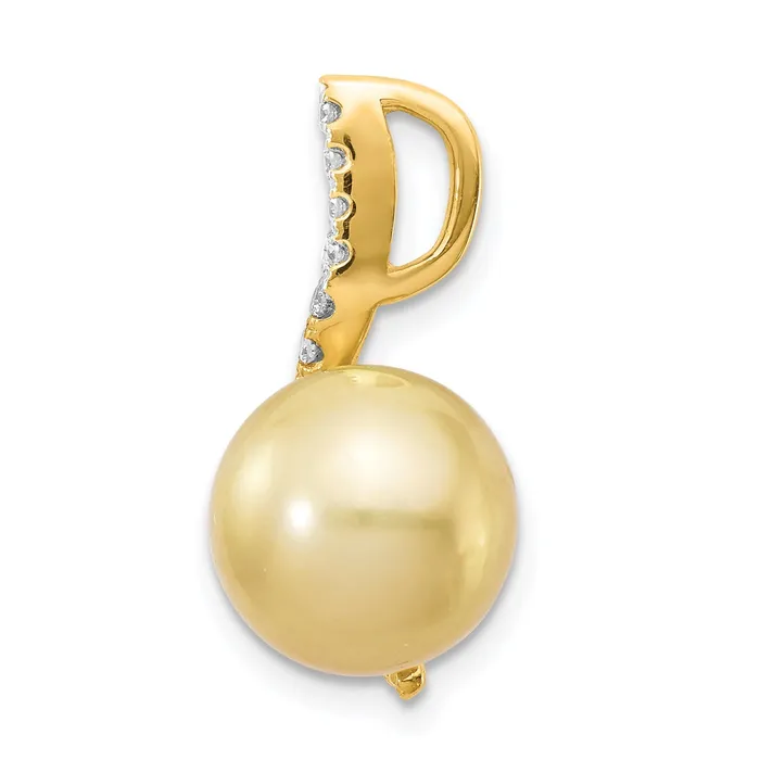 Necklaces Goldiacom 14K 10 11mm Golden Saltwater Cultured South Sea Pearl 125ct Dia Pendant