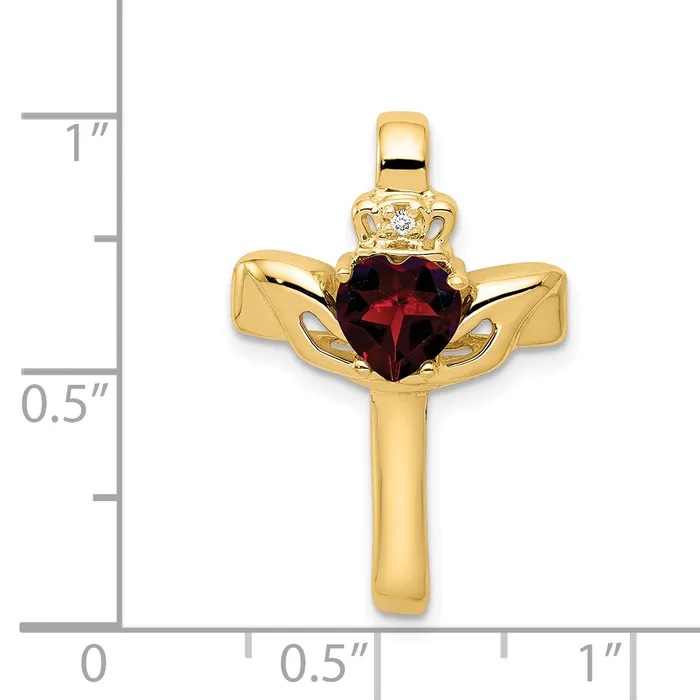 Necklaces Goldiacom 14k 6mm Claddagh Garnet A Diamond Cross Pendant