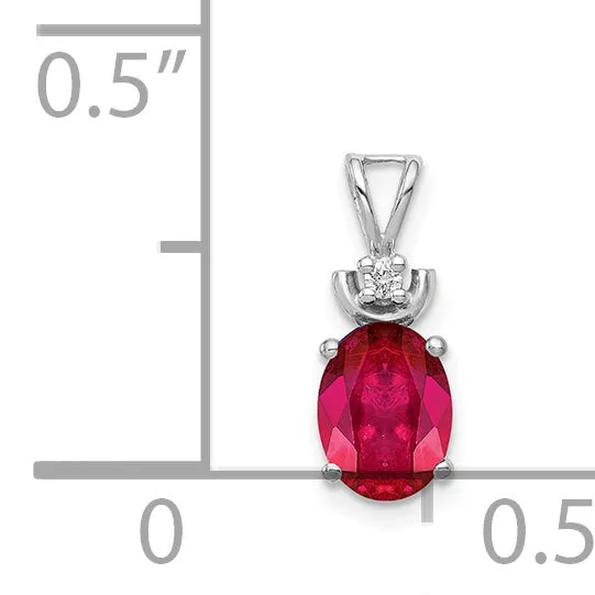 Necklaces Goldiacom 14k White Gold 8x6mm Oval Ruby A Diamond Pendant