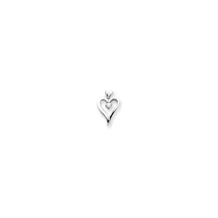Necklaces Goldiacom 14k White Gold AAA Diamond heart pendant