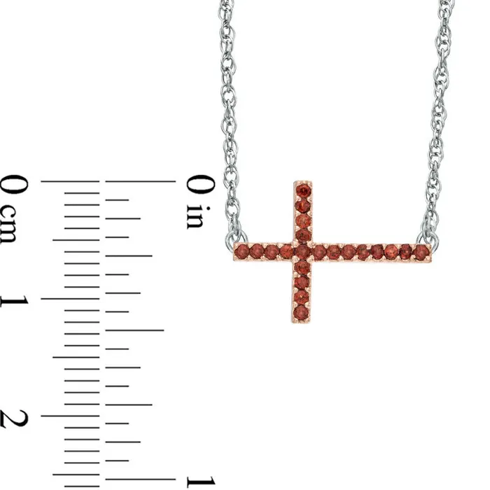 Necklaces Goldia Garnet Sideways Cross Necklace in Sterling Silver Necklaces Goldia Garnet Sideways Cross Necklace in Sterling Silver