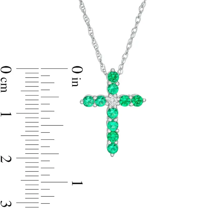 Necklaces Goldia LabCreated Emerald and White Sapphire Cross Pendant in Sterling Silver Necklaces Goldia LabCreated Emerald and White Sapphire Cross Pendant in Sterling Silver